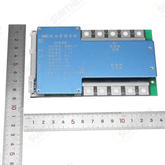 24S 24 Series Lithium Iron 72V 50A Electric Vehicle Trike Motorcycle Lithium Battery Protection Plate BMS with Port Balanced for 3.2V Battery