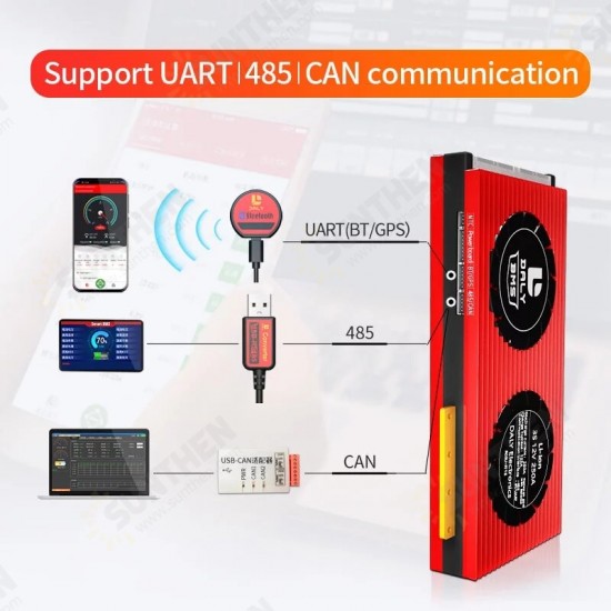 BMS 14S 48V 150A 200A 250A 18650 Smart BMS Bluetooth 485 to USB Device CAN NTC UART Software Li-on Battery Protection Board