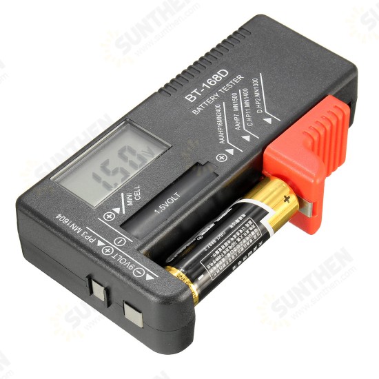 BT-168D Universal AA/AAA/C/D/9V/1.5V LCD Display Battery Tester Button Cell Volt Checker