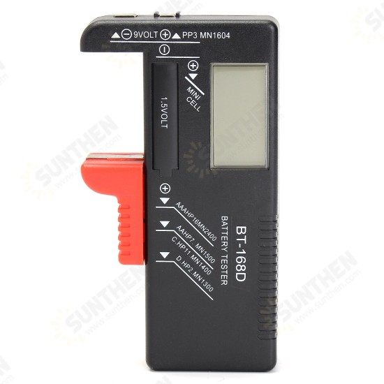 BT-168D Universal AA/AAA/C/D/9V/1.5V LCD Display Battery Tester Button Cell Volt Checker