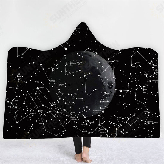 150*200cm 3D Digital Printing World Map Adult Hooded Blanket Wearable Durable Blankets