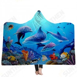 150x200cm Kid Adult Hooded Blankets Soft Ocean World Wearable Throw Blankets Cloak 150x200cm Kid Adult Hooded Blankets Soft Ocean World Wearable Throw Blankets Cloak