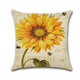 18 X 18 Inches Sunflower Throw Pillow Case Green Cushion Cover Cotton Linen Decorative Pillows Covers