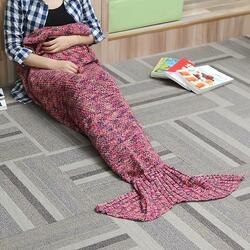 180X90CM 2 Color Yarn Knitting Mermaid Tail Blanket Air Conditioning Blanket Bed Mat Sleep Bag 180X90CM 2 Color Yarn Knitting Mermaid Tail Blanket Air Conditioning Blanket Bed Mat Sleep Bag