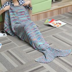 180X90CM 2 Color Yarn Knitting Mermaid Tail Blanket Air Conditioning Blanket Bed Mat Sleep Bag 180X90CM 2 Color Yarn Knitting Mermaid Tail Blanket Air Conditioning Blanket Bed Mat Sleep Bag