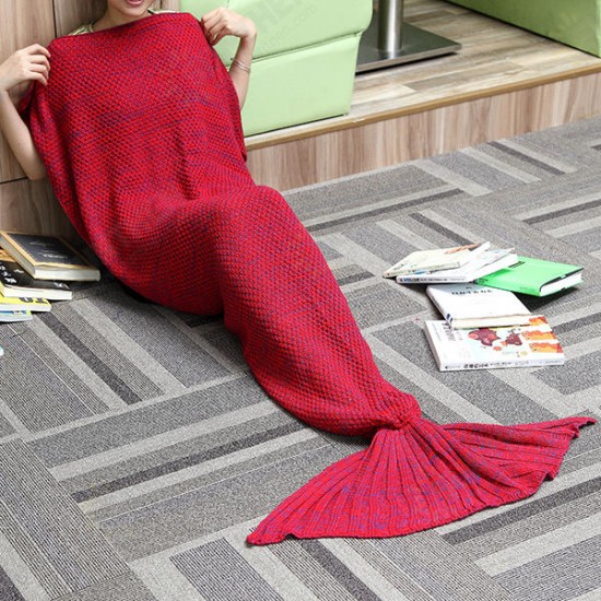 180x90CM Yarn Knitting Mermaid Tail Blanket Cashmese-like Warm Super Soft Sleep Bag Bed Mat