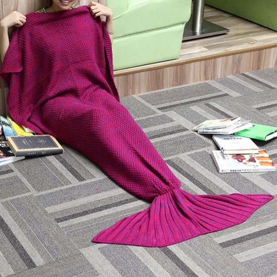 180x90CM Yarn Knitting Mermaid Tail Blanket Cashmese-like Warm Super Soft Sleep Bag Bed Mat