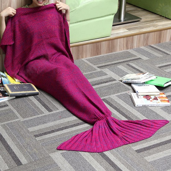 180x90CM Yarn Knitting Mermaid Tail Blanket Cashmese-like Warm Super Soft Sleep Bag Bed Mat