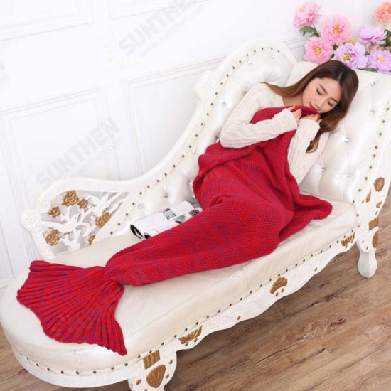 180x90CM Yarn Knitting Mermaid Tail Blanket Cashmese-like Warm Super Soft Sleep Bag Bed Mat