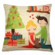 18inchx18inchChristmas LED Lights Linen Pillow Case Cushion Cover Sofa Case Home Decor