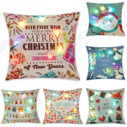 18inchx18inchChristmas LED Lights Linen Pillow Case Cushion Cover Sofa Case Home Decor 18inchx18inchChristmas LED Lights Linen Pillow Case Cushion Cover Sofa Case Home Decor