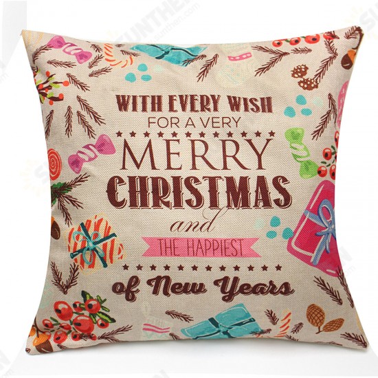 18inchx18inchChristmas LED Lights Linen Pillow Case Cushion Cover Sofa Case Home Decor