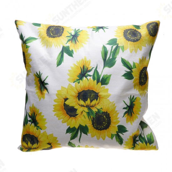 18x18inch Square Linen Sunflowers Cushion Pillow Case Protective Cover