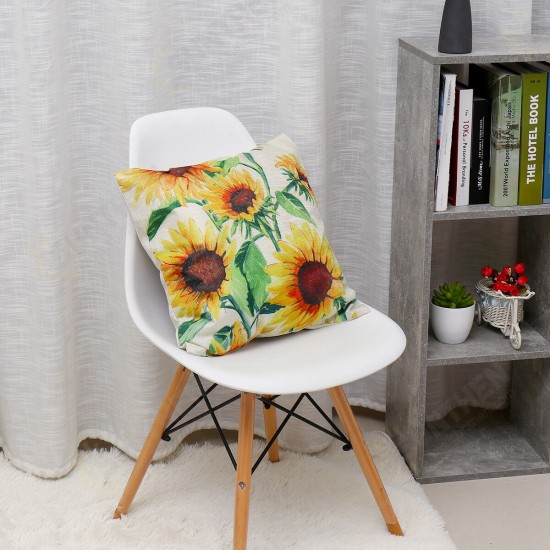 18x18inch Square Linen Sunflowers Cushion Pillow Case Protective Cover