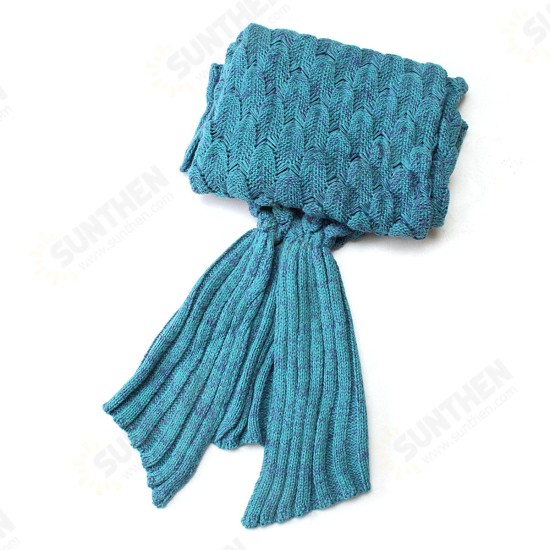 195x90cm Yarn Knitted Mermaid Tail Blankets Handmade Crochet Throw Super Soft Sofa Bed Mat