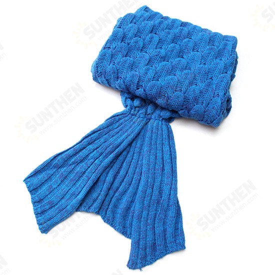 195x90cm Yarn Knitted Mermaid Tail Blankets Handmade Crochet Throw Super Soft Sofa Bed Mat