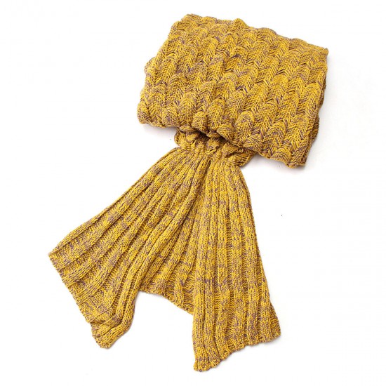 195x90cm Yarn Knitted Mermaid Tail Blankets Handmade Crochet Throw Super Soft Sofa Bed Mat