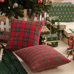 1PC Square Pillow Case Christmas Scottish Plaid Throw Waist Cushion Cover 18inch 1PC Square Pillow Case Christmas Scottish Plaid Throw Waist Cushion Cover 18inch