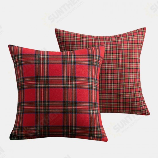 1PC Square Pillow Case Christmas Scottish Plaid Throw Waist Cushion Cover 18inch