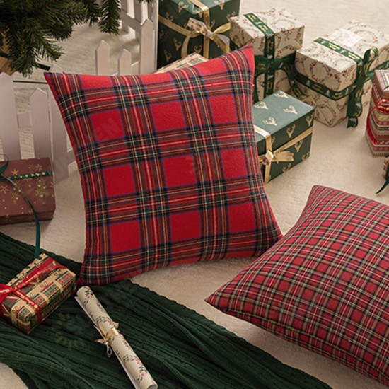 1PC Square Pillow Case Christmas Scottish Plaid Throw Waist Cushion Cover 18inch