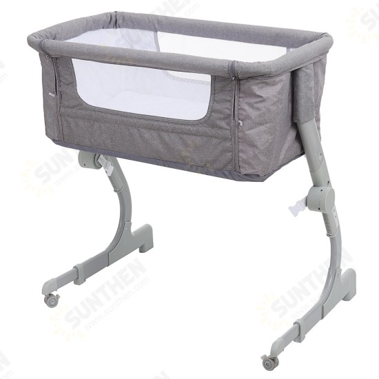 2-in-1 Portable Sideway Baby Crib Height Adjustment Infans Stitching Bed Removable Bed