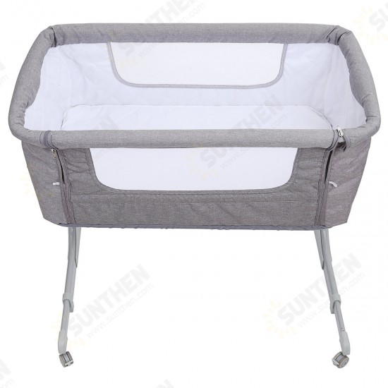 2-in-1 Portable Sideway Baby Crib Height Adjustment Infans Stitching Bed Removable Bed