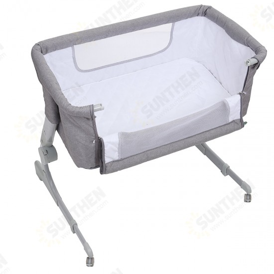 2-in-1 Portable Sideway Baby Crib Height Adjustment Infans Stitching Bed Removable Bed