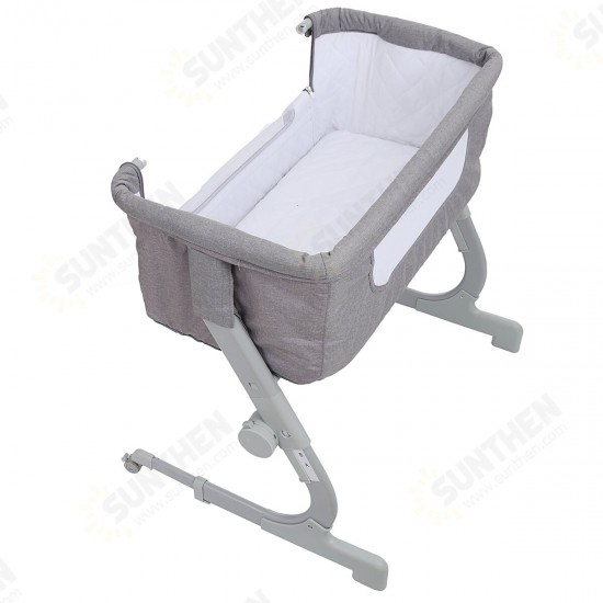 2-in-1 Portable Sideway Baby Crib Height Adjustment Infans Stitching Bed Removable Bed