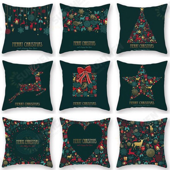 2020 Christmas Cushion Cover Green Home Decor Sofa Pillow Case Cover Seat Car Throw Pillowcase Christmas Decor