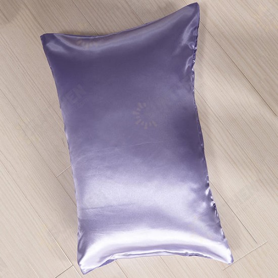 2PCS Imitation Silk Pillow Case Cushion Cover Bags Stand Queen King Size Bedding Sets