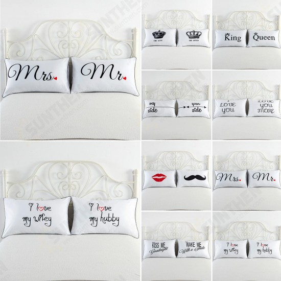 2PCS White Cotton Home Hotel Decor Standard Pillow Case Bed Throw Cushion Cover