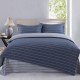 3 Or 4pcs Dark Blue Pure Cotton Taffeta Stripe Printed Bedding Sets