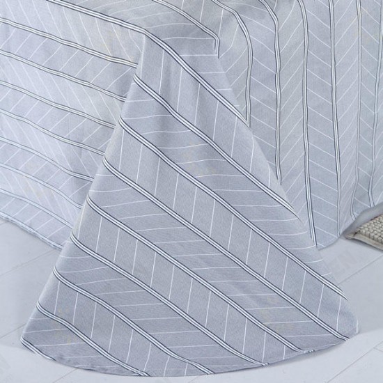 3 Or 4pcs Dark Blue Pure Cotton Taffeta Stripe Printed Bedding Sets