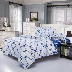 3 Or 4pcs Polyester Fiber Blue White Labyrinth Printed Double Sided Use Bedding Sets