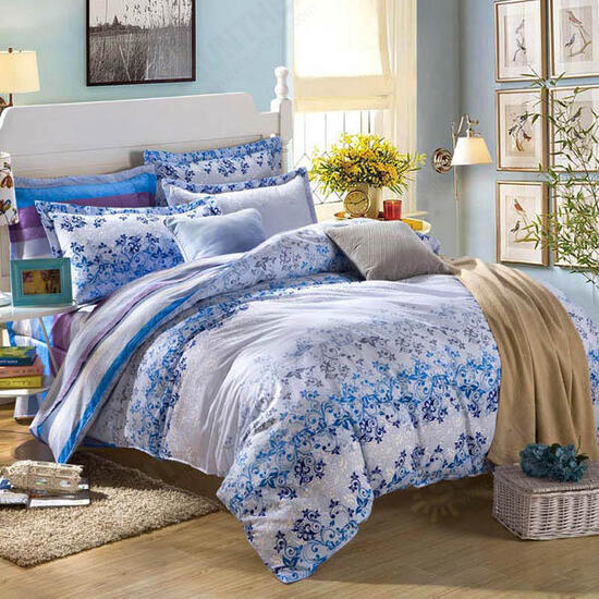 3 Or 4pcs Pure Cotton Flower Reactive Print Bedding Sets With Duvet Cover