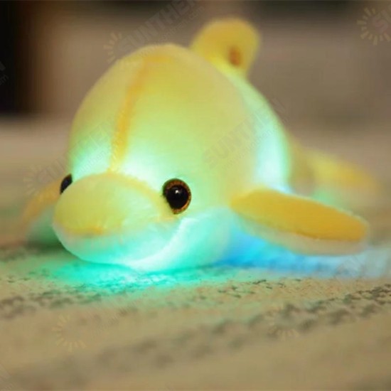 32cm Luminous Plush Dolphin Doll Glowing LED Light Animal Toys Soft Colorful Doll Pillow