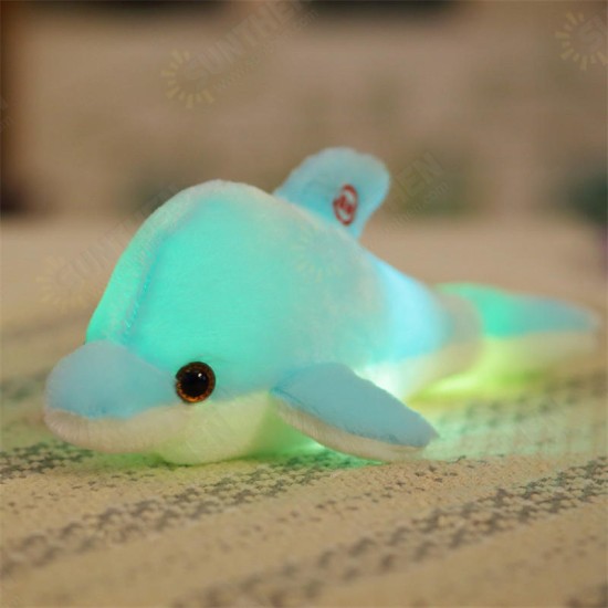 32cm Luminous Plush Dolphin Doll Glowing LED Light Animal Toys Soft Colorful Doll Pillow