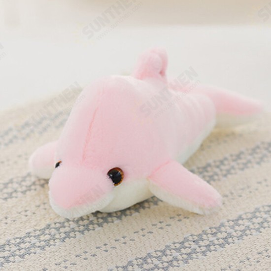 32cm Luminous Plush Dolphin Doll Glowing LED Light Animal Toys Soft Colorful Doll Pillow