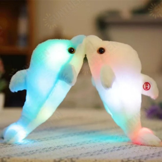 32cm Luminous Plush Dolphin Doll Glowing LED Light Animal Toys Soft Colorful Doll Pillow