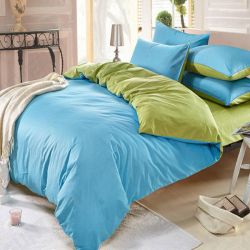 3/4pcs Pure Cotton Sky Blue Green Color Assorted Bedding Sets Plain Duvet Cover 3/4pcs Pure Cotton Sky Blue Green Color Assorted Bedding Sets Plain Duvet Cover