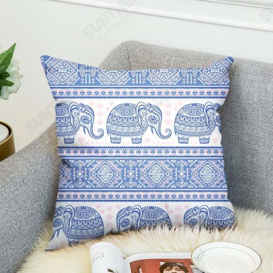 3D Bohemian Style Elephant Double-sided Printing Cushion Cover Linen Cotton Throw Pillow Case Home Office Sofa