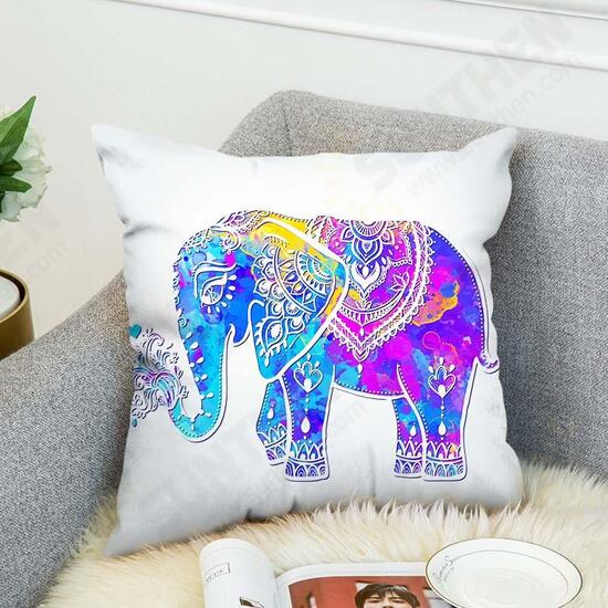 3D Bohemian Style Elephant Double-sided Printing Cushion Cover Linen Cotton Throw Pillow Case Home Office Sofa