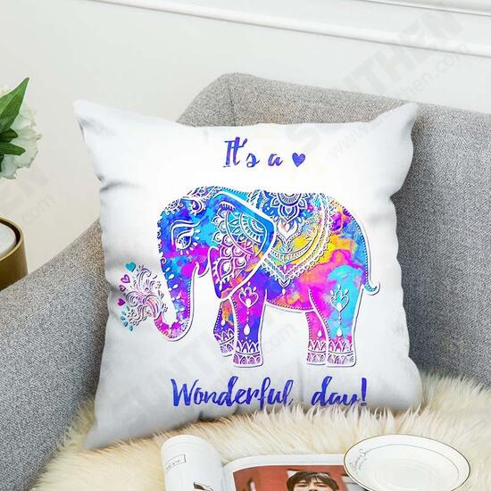 3D Bohemian Style Elephant Double-sided Printing Cushion Cover Linen Cotton Throw Pillow Case Home Office Sofa