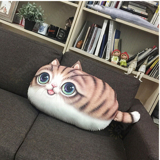 3D Creative PP Cotton Cute Cat Plush Pillow Backrest Printing Cushion Birthday Gift Trick Toys