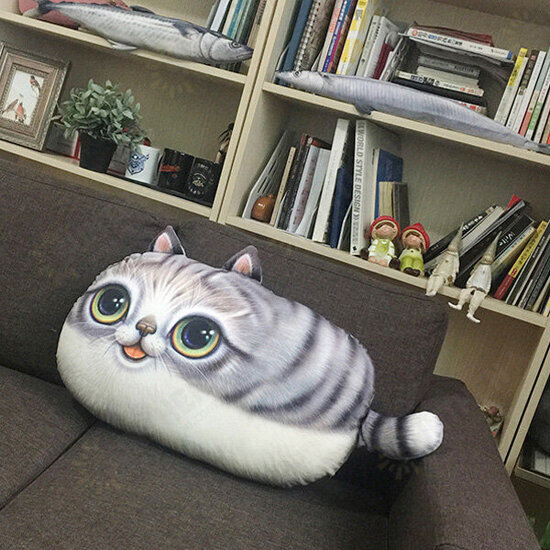 3D Creative PP Cotton Cute Cat Plush Pillow Backrest Printing Cushion Birthday Gift Trick Toys