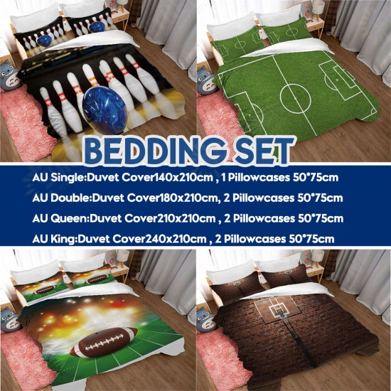 3D Printed Football Basketball Bowling GA Bedding Set Bedlinen Duvet Cover Pillowcases for Bedding Set