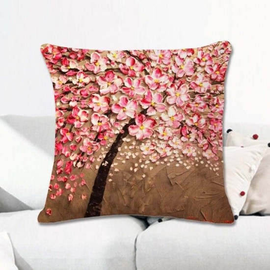 3D Vintage Flower Cotton Linen Pillow Case Waist Cushion Cover Bags Home Car Decor