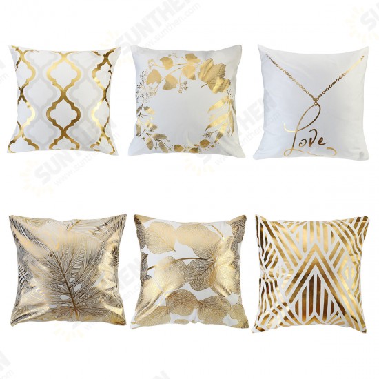 45 x 45cm Cushion Gold Leaves Geometric Pattern Pillow Cover Square Decorative Pillowcases For Decor Sofa Chair