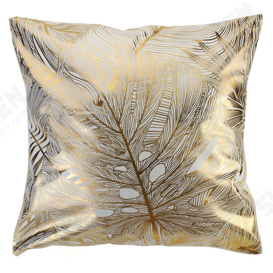 45 x 45cm Cushion Gold Leaves Geometric Pattern Pillow Cover Square Decorative Pillowcases For Decor Sofa Chair