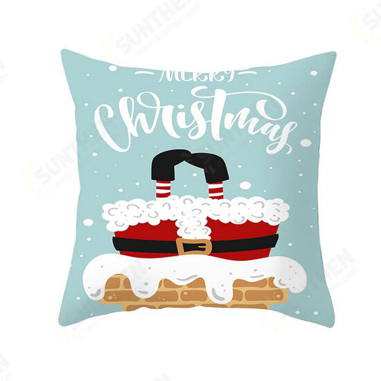 45 x 45cm Merry Christmas Pillow Case Polyester Pillow Cover Santa Claus Elk Pattern Decorative Cushion Cover